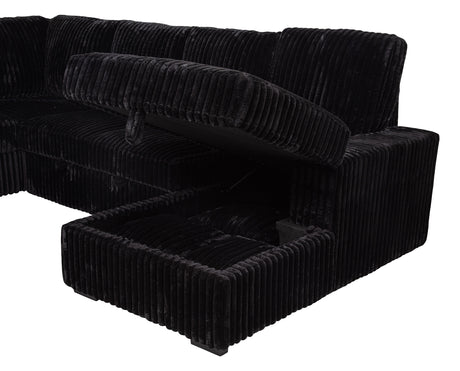 Devonshire Black Sleeper Sectional Sofa Storage Chaise - Ornate Home
