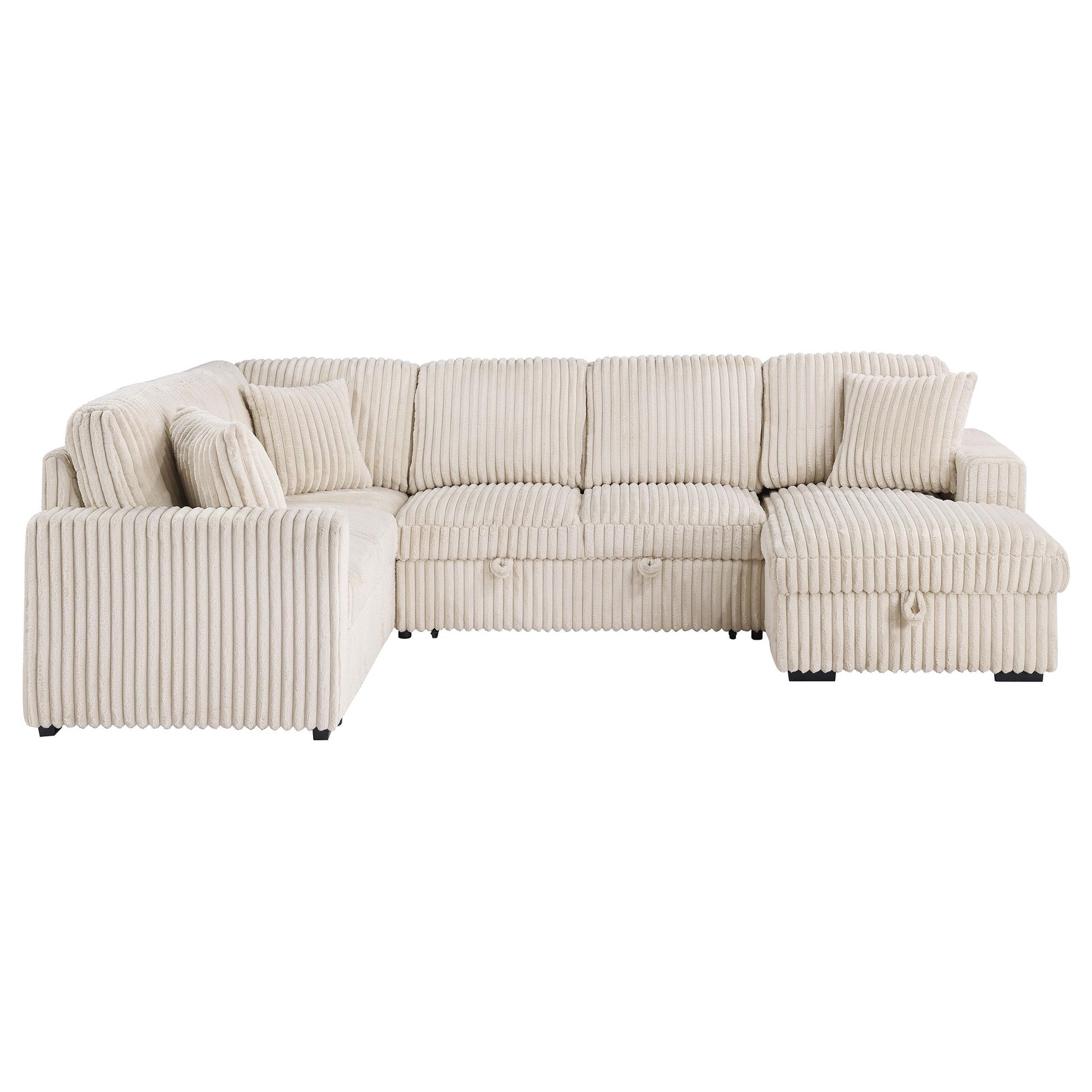 Devonshire Camel Sleeper Sectional Sofa Storage Chaise - Ornate Home