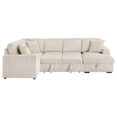 Devonshire Camel Sleeper Sectional Sofa Storage Chaise - Ornate Home