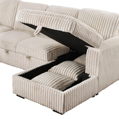 Devonshire Camel Sleeper Sectional Sofa Storage Chaise - Ornate Home