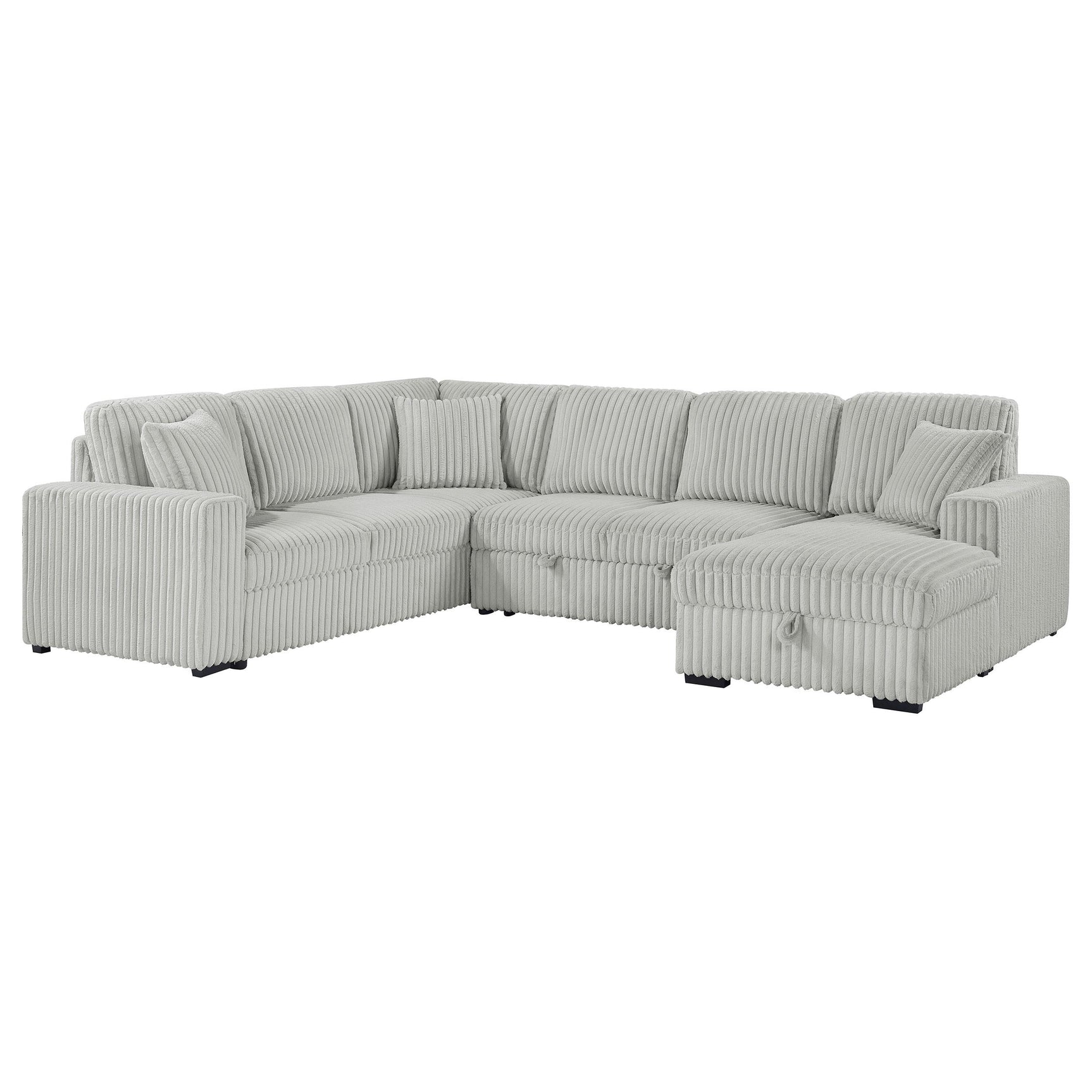 Devonshire Grey Sleeper Sectional Sofa Storage Chaise - Ornate Home