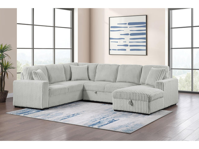 Devonshire Grey Sleeper Sectional Sofa Storage Chaise - Ornate Home