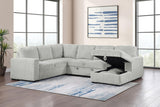 Devonshire Grey Sleeper Sectional Sofa Storage Chaise - Ornate Home