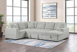 Devonshire Grey Sleeper Sectional Sofa Storage Chaise - Ornate Home