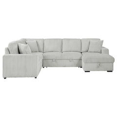 Devonshire Grey Sleeper Sectional Sofa Storage Chaise - Ornate Home