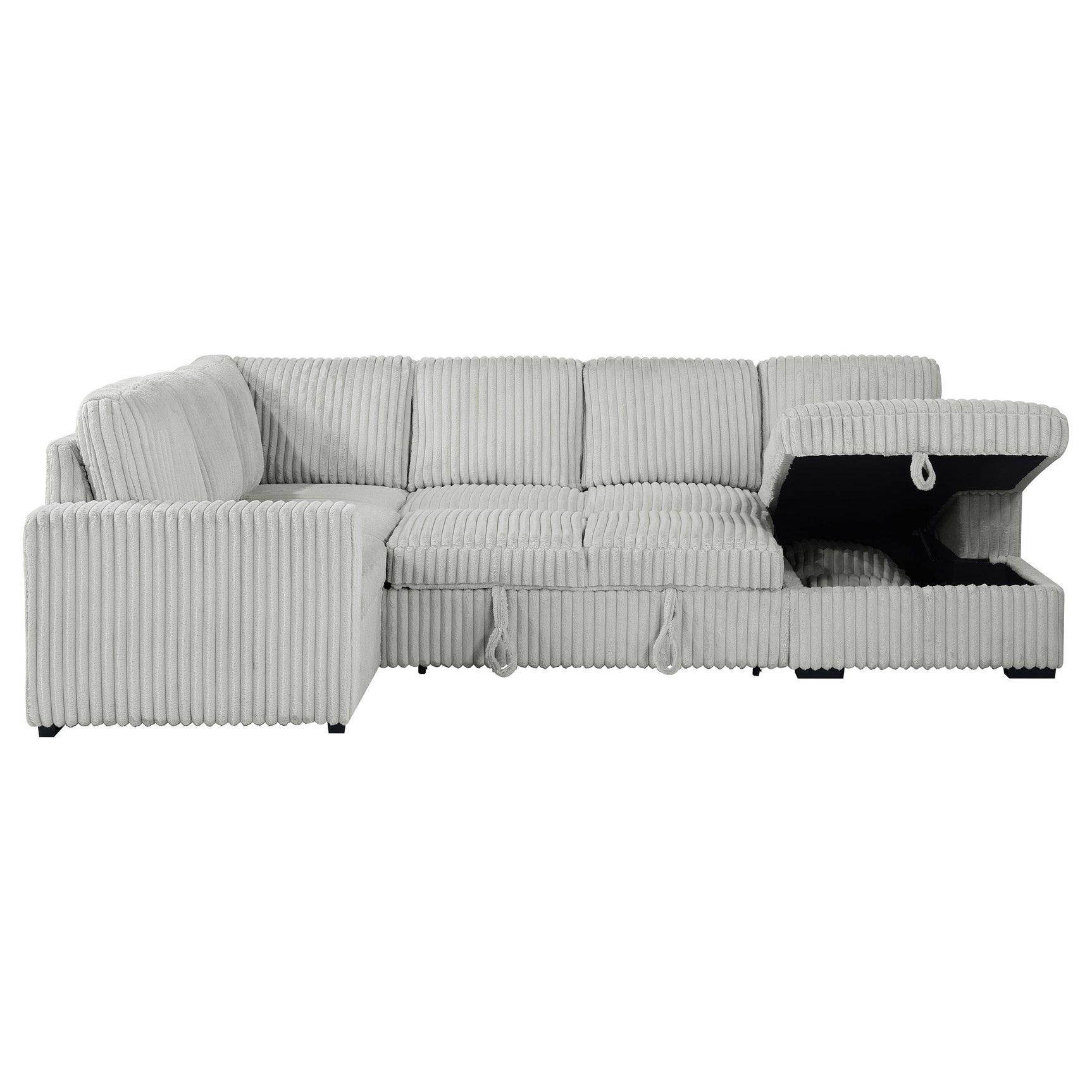 Devonshire Grey Sleeper Sectional Sofa Storage Chaise - Ornate Home