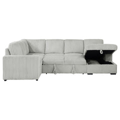 Devonshire Grey Sleeper Sectional Sofa Storage Chaise - Ornate Home