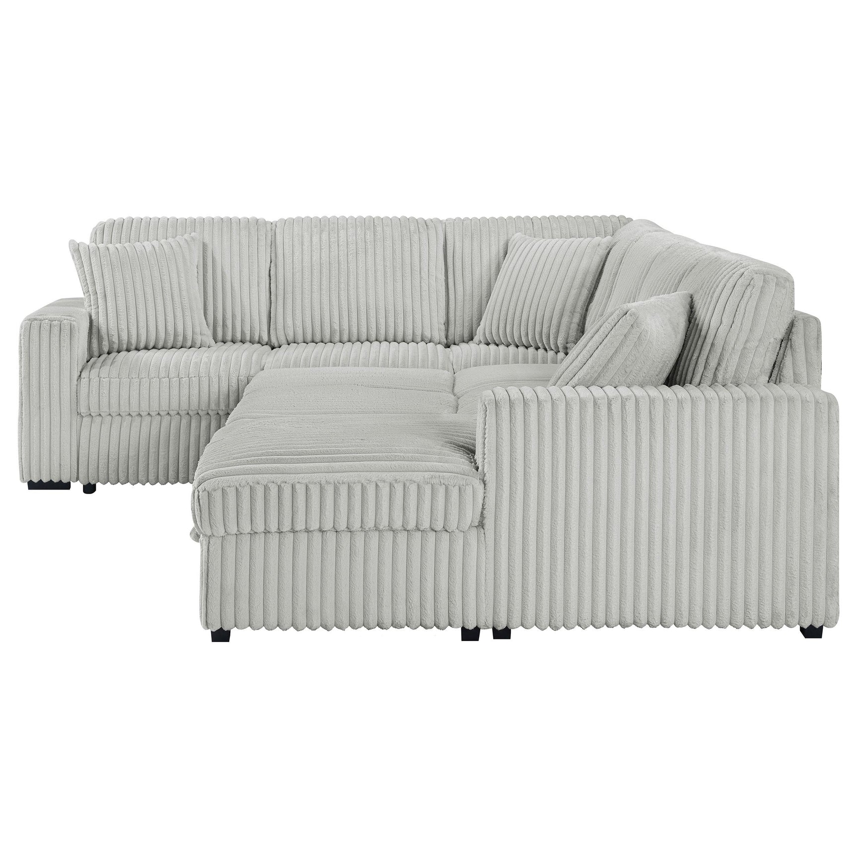 Devonshire Grey Sleeper Sectional Sofa Storage Chaise - Ornate Home