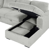 Devonshire Grey Sleeper Sectional Sofa Storage Chaise - Ornate Home