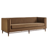 Devote Carob 93 Inch Performance Velvet Channel Tufted Sofa