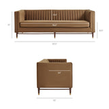Devote Carob 93 Inch Performance Velvet Channel Tufted Sofa