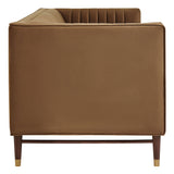 Devote Carob 93 Inch Performance Velvet Channel Tufted Sofa