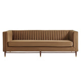 Devote Carob 93 Inch Performance Velvet Channel Tufted Sofa