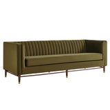 Devote Cypress 93 Inch Performance Velvet Channel Tufted Sofa