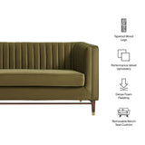 Devote Cypress 93 Inch Performance Velvet Channel Tufted Sofa