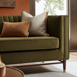 Devote Cypress 93 Inch Performance Velvet Channel Tufted Sofa
