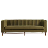 Devote Cypress 93 Inch Performance Velvet Channel Tufted Sofa