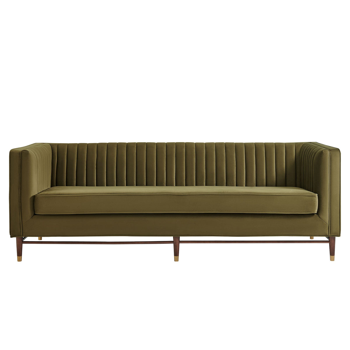 Devote Cypress 93 Inch Performance Velvet Channel Tufted Sofa