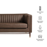 Devote Espresso 93 Inch Vegan Leather Channel Tufted Sofa