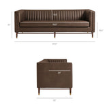 Devote Espresso 93 Inch Vegan Leather Channel Tufted Sofa