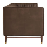 Devote Espresso 93 Inch Vegan Leather Channel Tufted Sofa