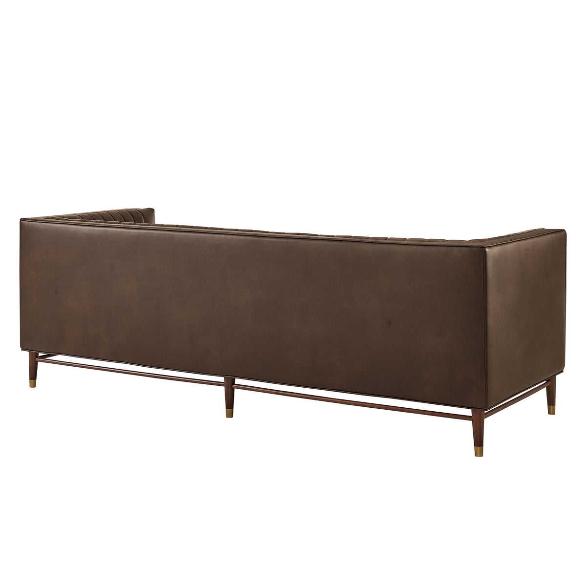 Devote Espresso 93 Inch Vegan Leather Channel Tufted Sofa