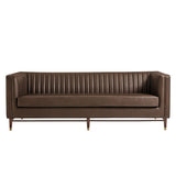 Devote Espresso 93 Inch Vegan Leather Channel Tufted Sofa