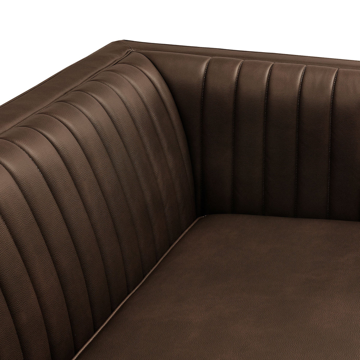 Devote Espresso 93 Inch Vegan Leather Channel Tufted Sofa