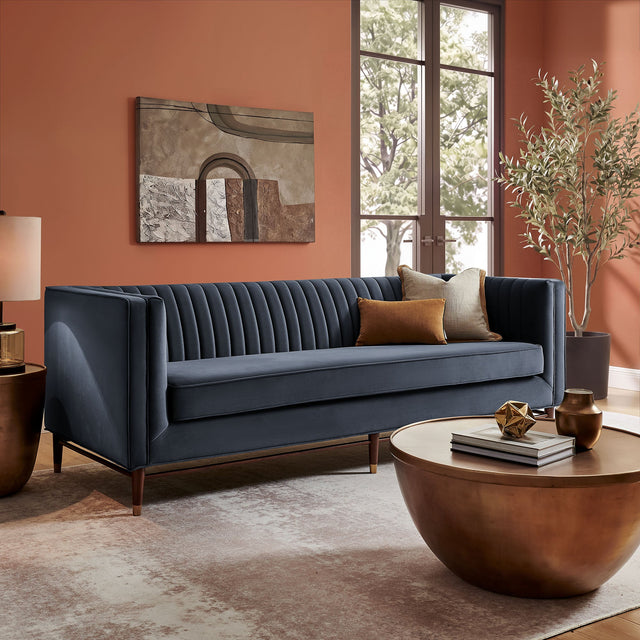 Devote Marine 93 Inch Performance Velvet Channel Tufted Sofa