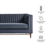 Devote Marine 93 Inch Performance Velvet Channel Tufted Sofa