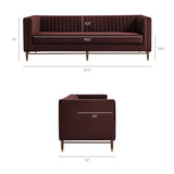 Devote Mulberry 93 Inch Performance Velvet Channel Tufted Sofa