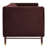 Devote Mulberry 93 Inch Performance Velvet Channel Tufted Sofa