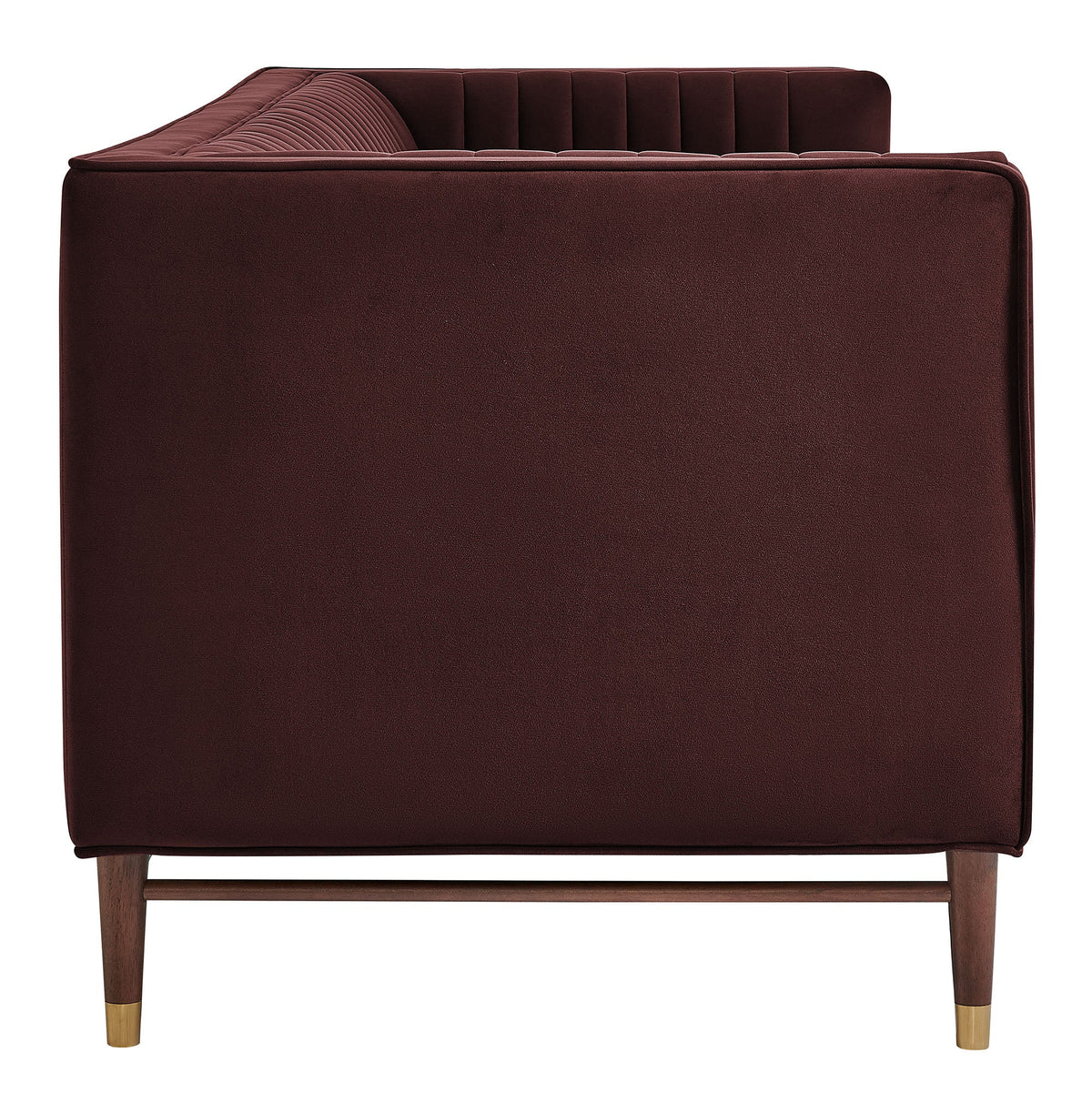 Devote Mulberry 93 Inch Performance Velvet Channel Tufted Sofa