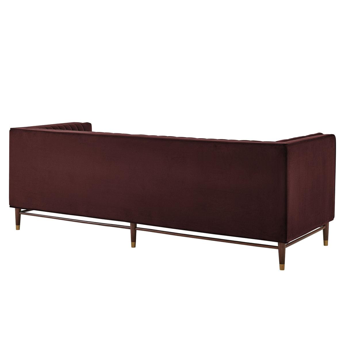 Devote Mulberry 93 Inch Performance Velvet Channel Tufted Sofa