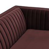 Devote Mulberry 93 Inch Performance Velvet Channel Tufted Sofa