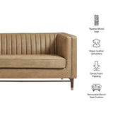 Devote Toast 93 Inch Vegan Leather Channel Tufted Sofa