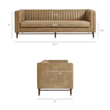 Devote Toast 93 Inch Vegan Leather Channel Tufted Sofa