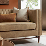 Devote Toast 93 Inch Vegan Leather Channel Tufted Sofa