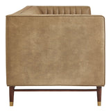 Devote Toast 93 Inch Vegan Leather Channel Tufted Sofa