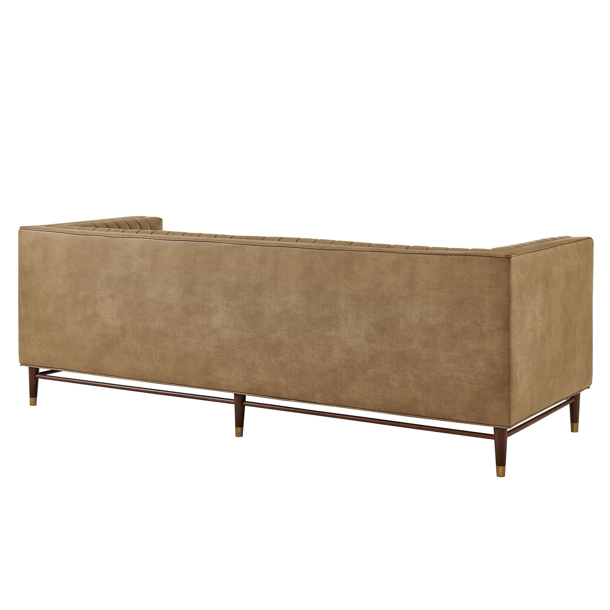 Devote Toast 93 Inch Vegan Leather Channel Tufted Sofa