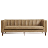 Devote Toast 93 Inch Vegan Leather Channel Tufted Sofa