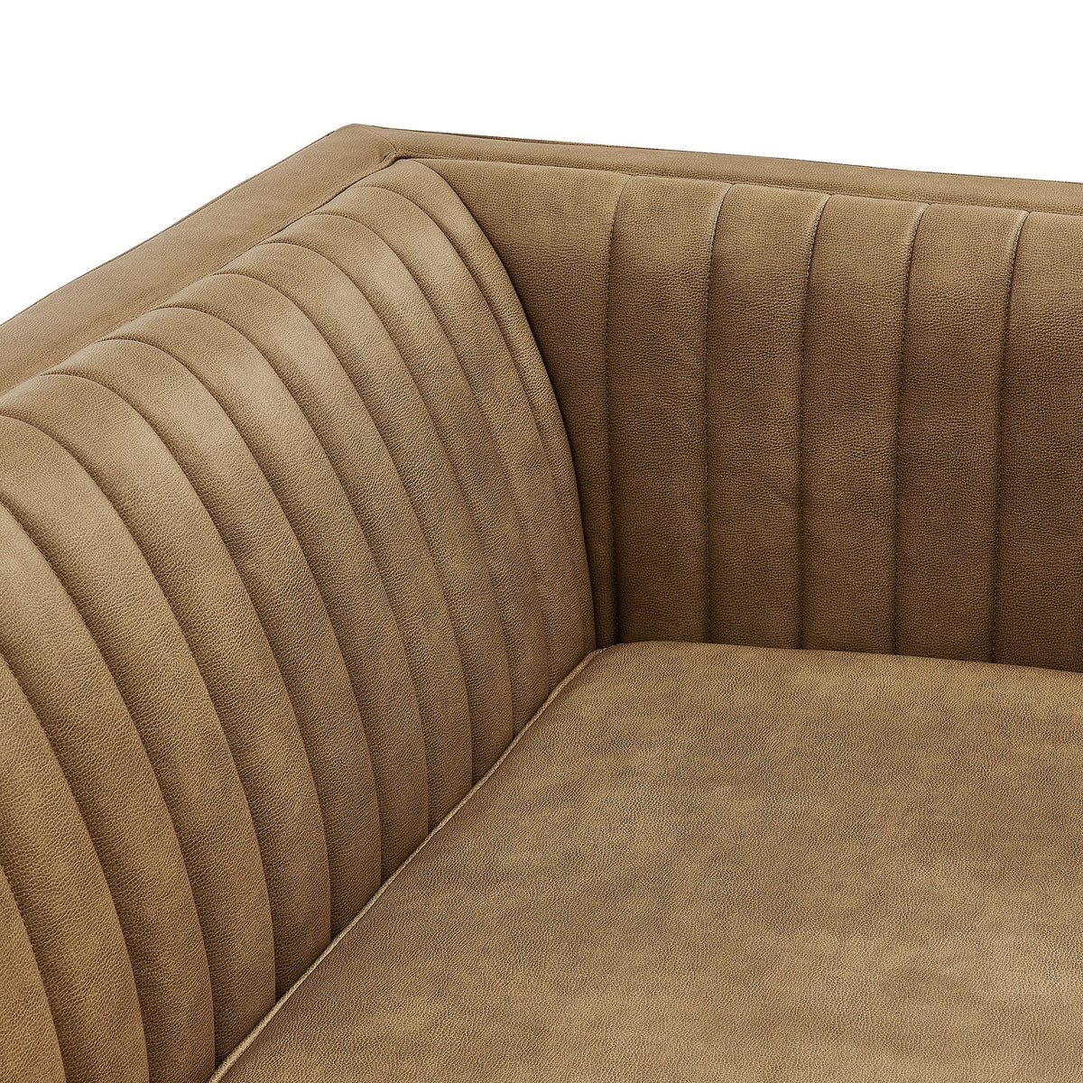 Devote Toast 93 Inch Vegan Leather Channel Tufted Sofa