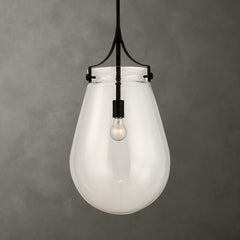Dewdrop Black 1 Light Glass Shade Pendant - Ornate Home