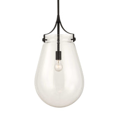 Dewdrop Black 1 Light Glass Shade Pendant - Ornate Home