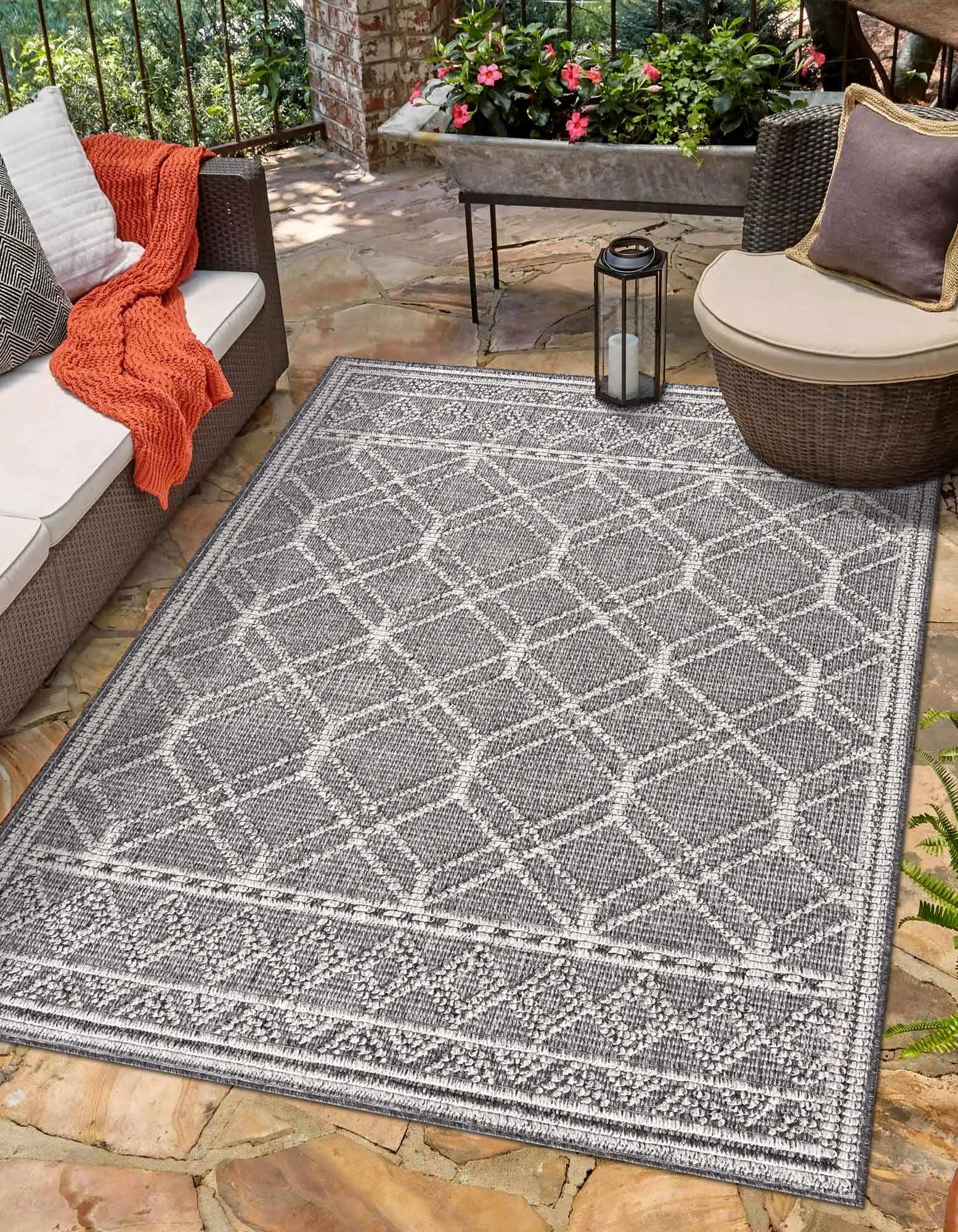 Diah Black & Bone Outdoor Area Rug - Clearance - Ornate Home