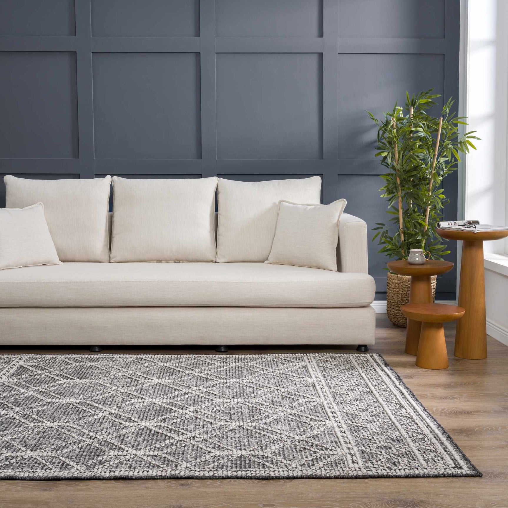 Diah Black & Bone Outdoor Area Rug - Clearance - Ornate Home