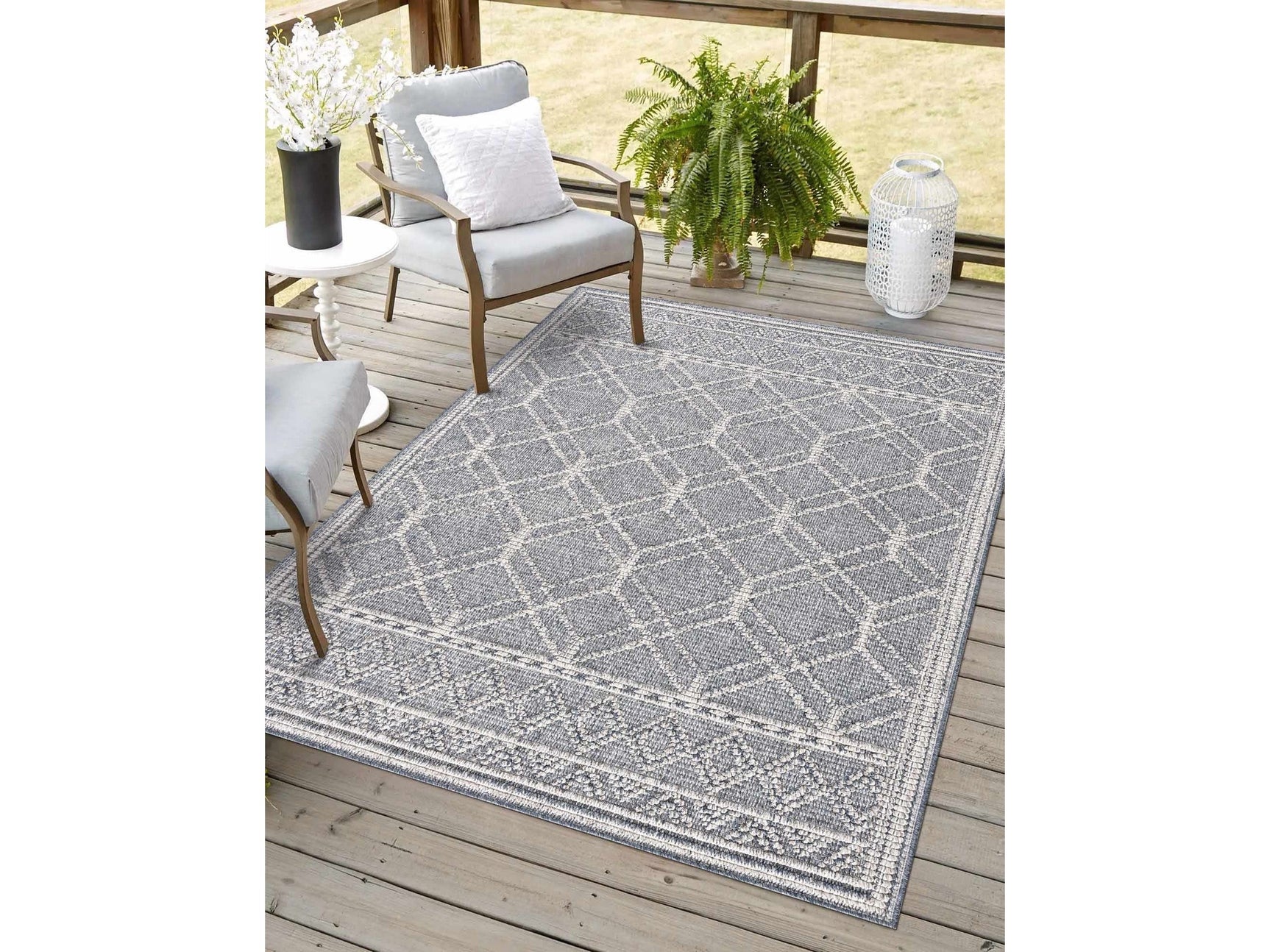 Diah Gray Blue & Bone Area Rug - Clearance - Ornate Home