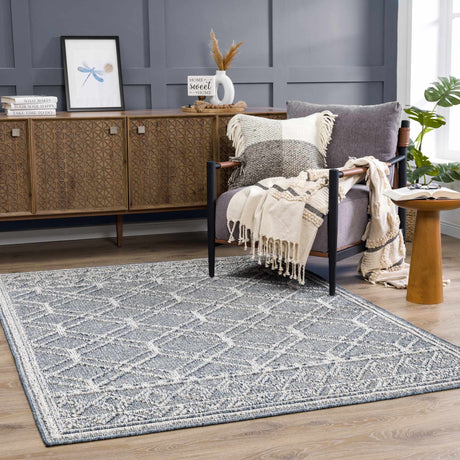 Diah Gray Blue & Bone Area Rug - Clearance - Ornate Home