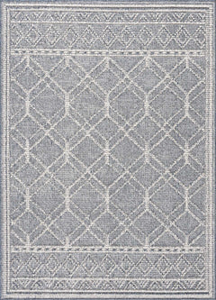 Diah Gray Blue & Bone Outdoor Area Rug - Clearance - Ornate Home