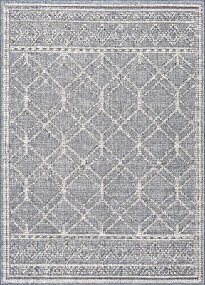 Diah Gray Blue & Bone Outdoor Area Rug - Clearance - Ornate Home